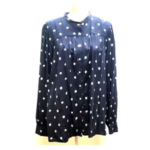 L Ann Taylor Loft Navy & White Shirt A82